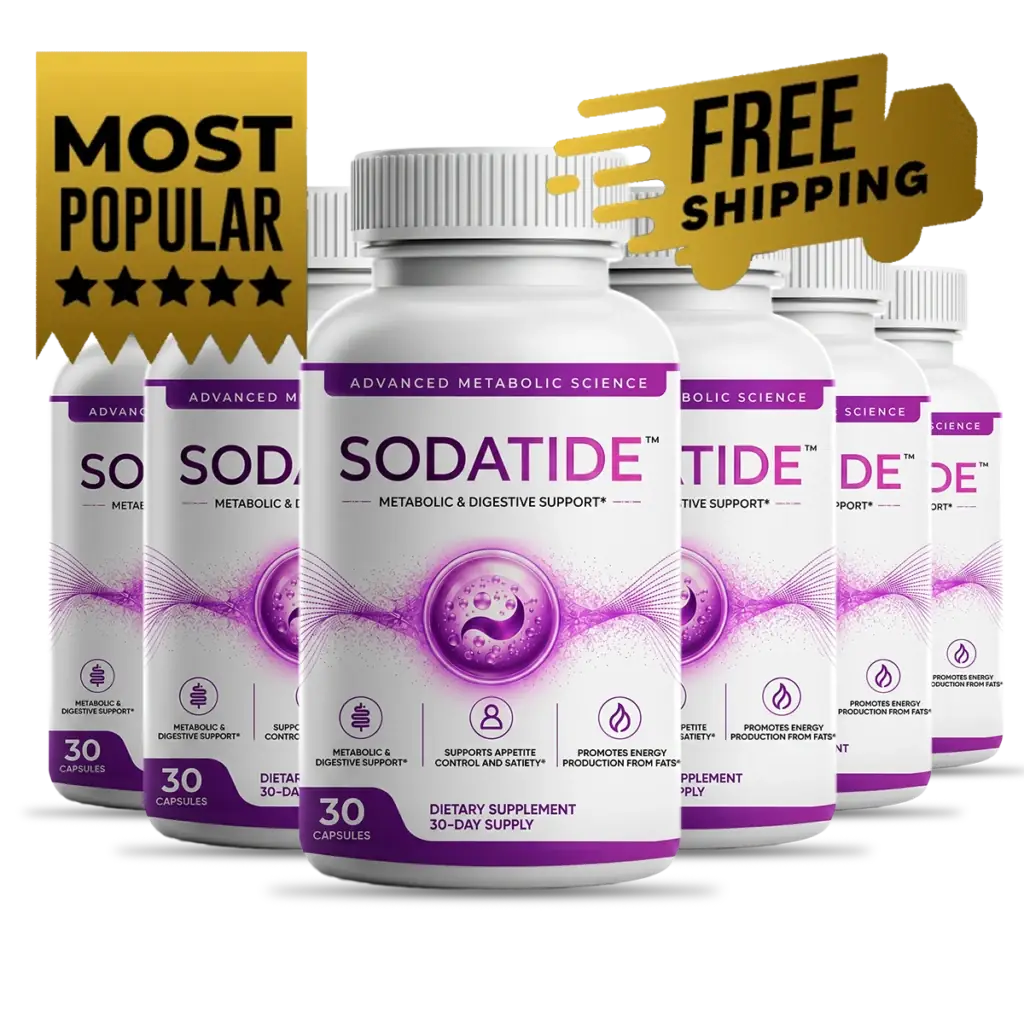 SodaTide six-bottle bundle of digestive and metabolic support capsules